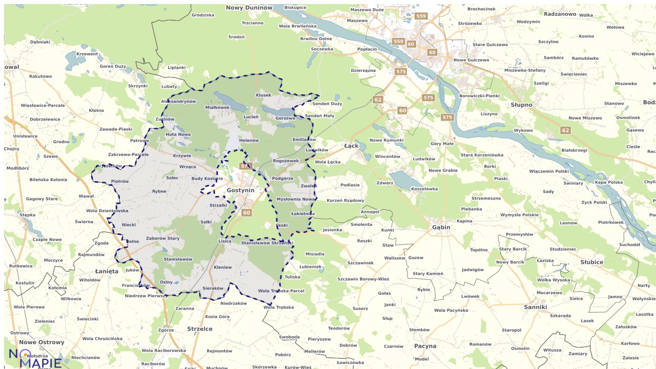 Mapa obszarów ochrony przyrody Gostynina