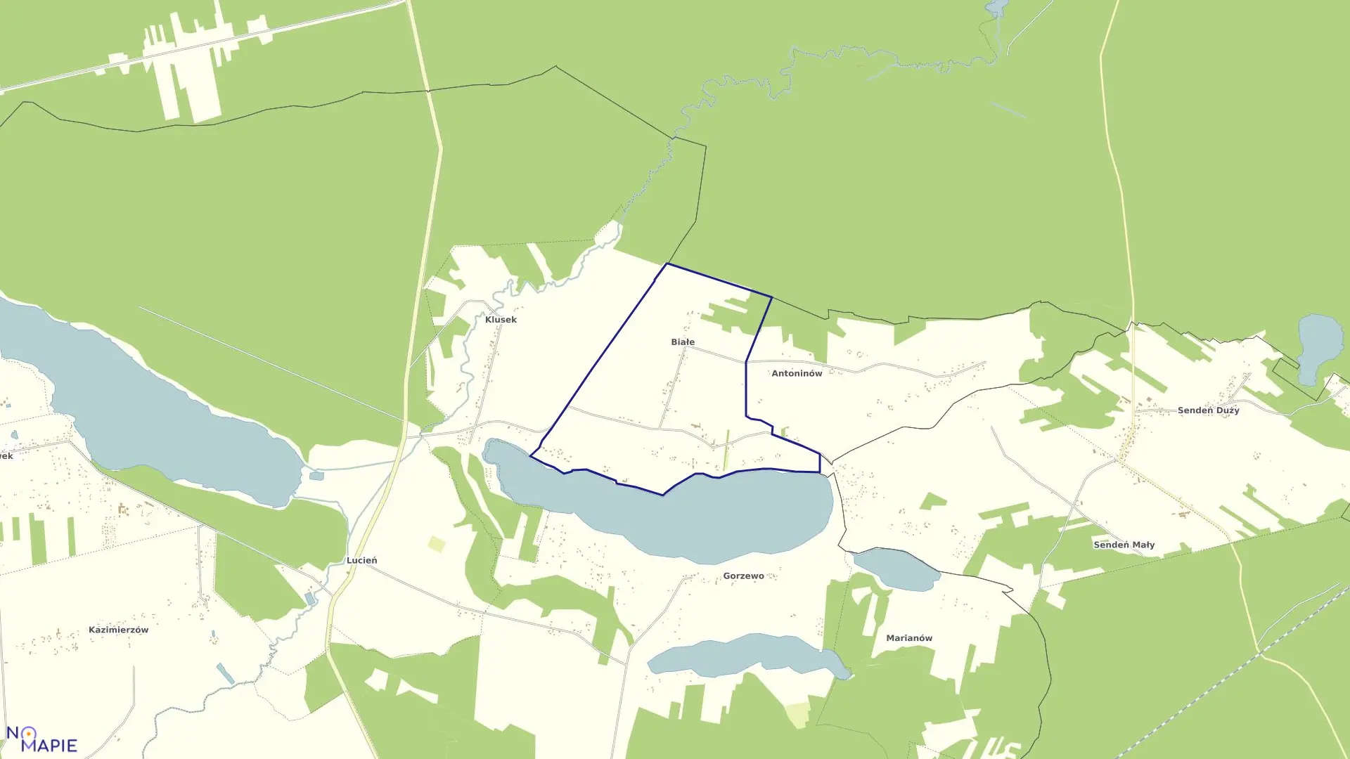 Mapa obrębu BIAŁE w gminie Gostynin