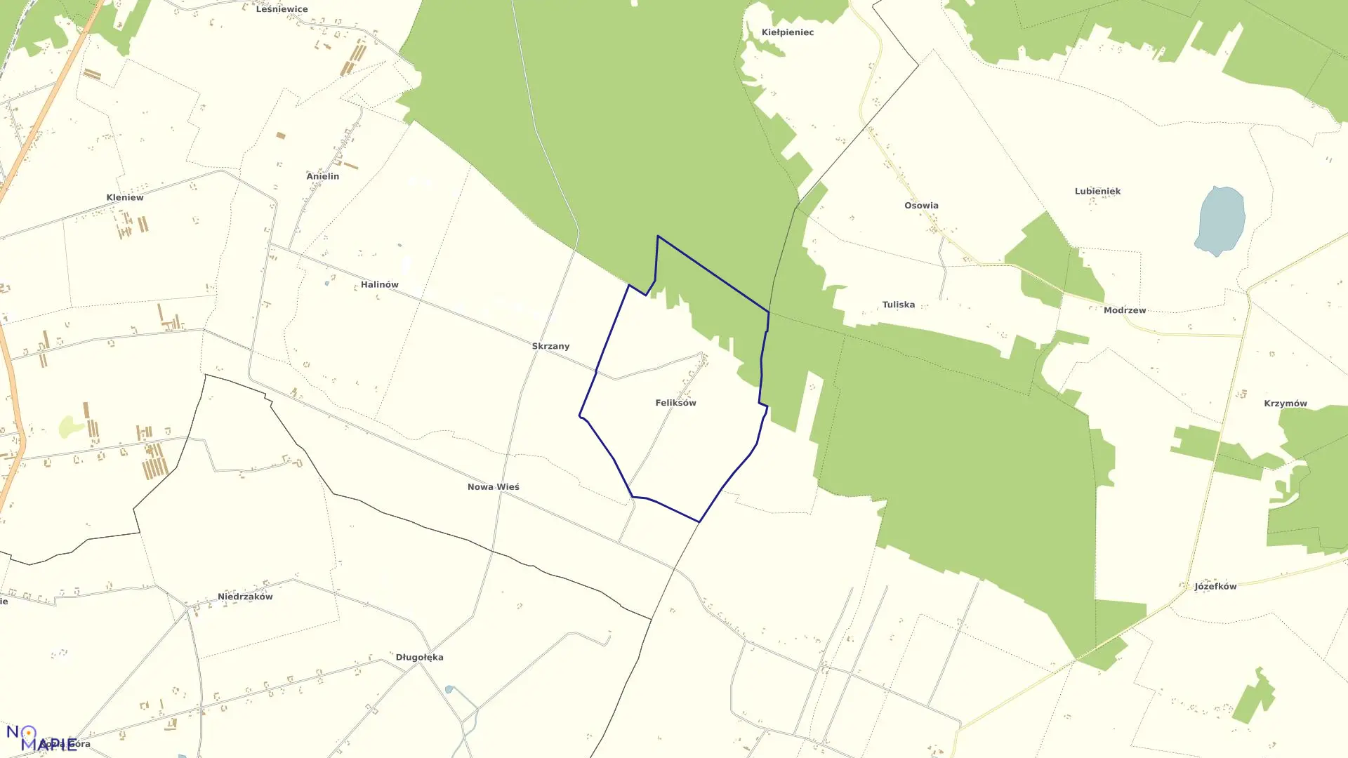 Mapa obrębu FELIKSÓW w gminie Gostynin