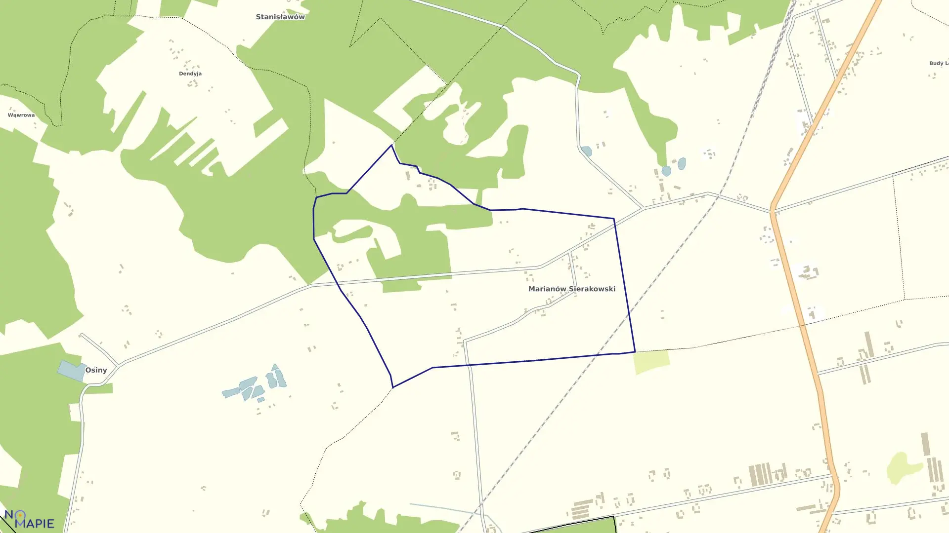 Mapa obrębu MARIANÓW SIERAKOWSK w gminie Gostynin